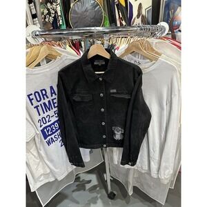 Vintage 90s History Iceberg Jungle Book Tiger Black Denim Jacket Size 46